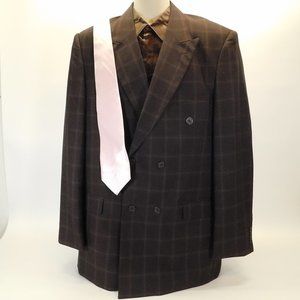 Zacchi Brown Plaid Jacket & Shirt 42L CL3129 0420